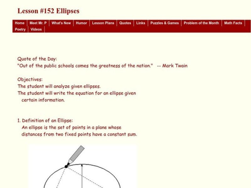 Ellipses Lesson Plan