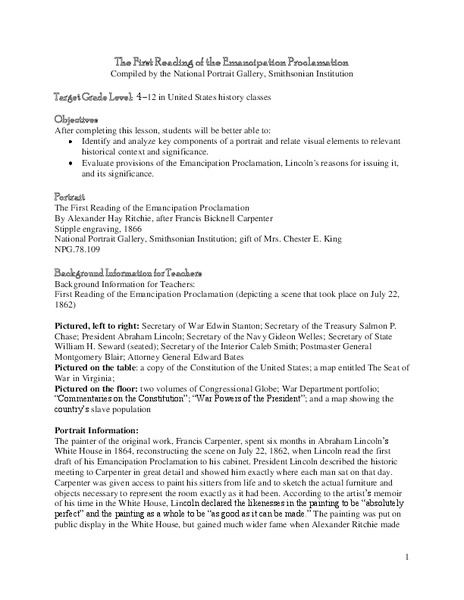 Emancipation Proclamation Lesson Plan