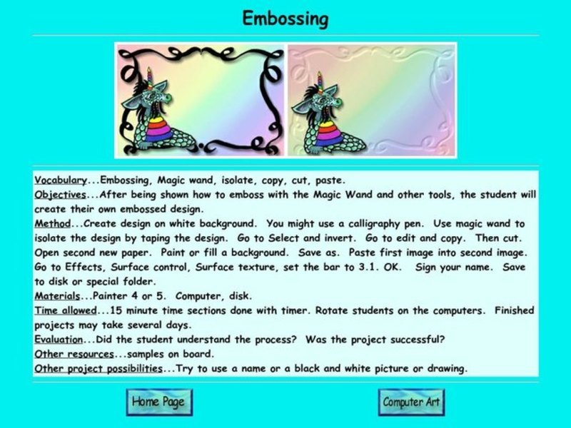 Embossing Lesson Plan