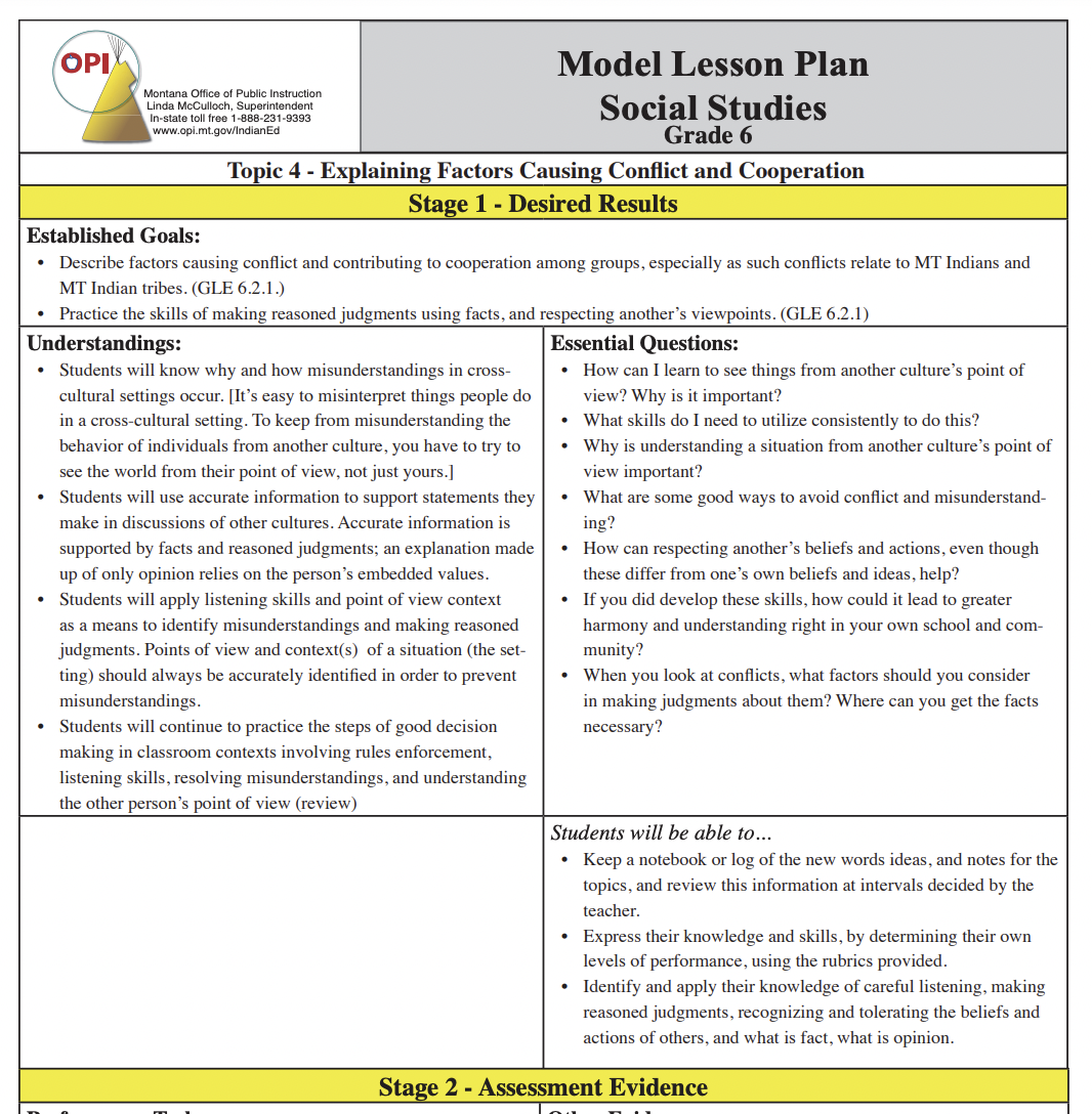 Explaining Factors Causing Conflict and Cooperation Lesson Plan