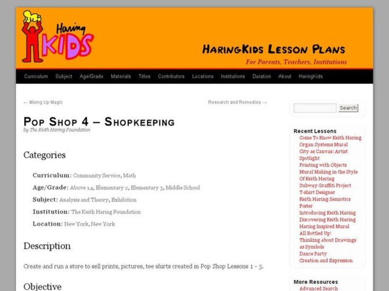 Pop Shop 4 - Shopkeeping Lesson Plan