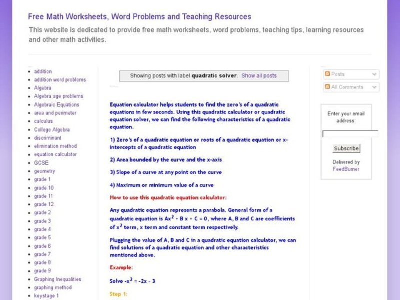 Quadratic Equation Calculator Interactive
