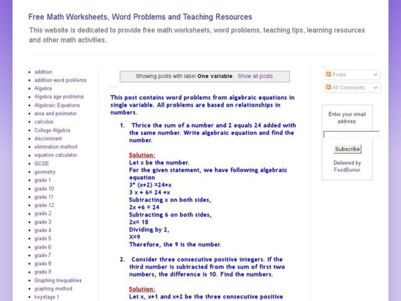 Word problems involving number relationships Interactive