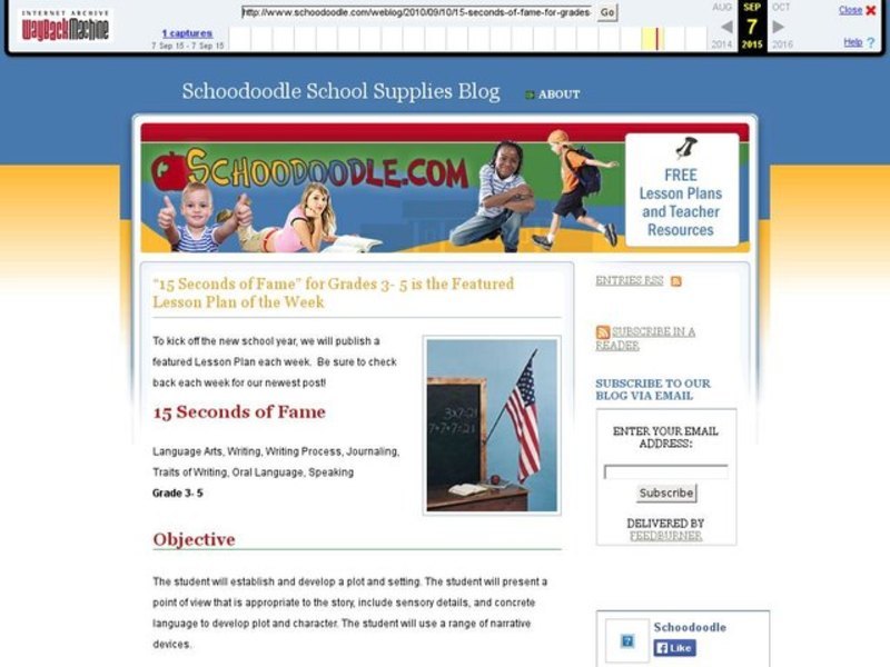 15 Seconds of Fame Lesson Plan