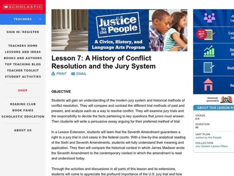 A History of Conflict Resolution and the Jury System Lesson Plan