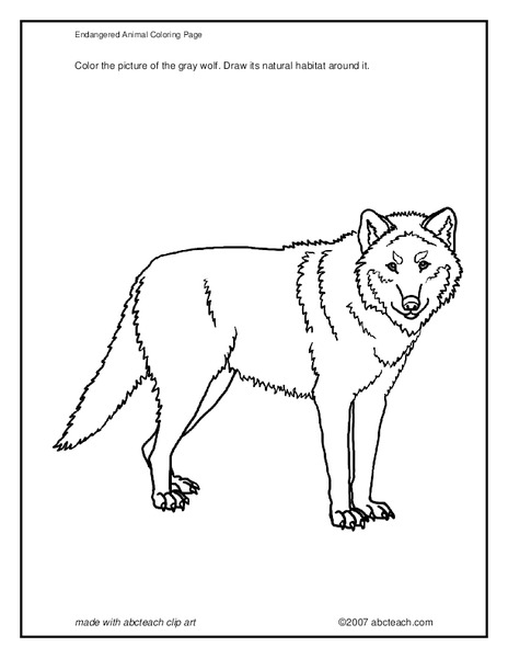 Endangered Animal Coloring Page Worksheet