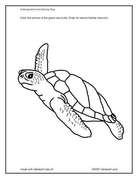 Endangered Animal Coloring Page Worksheet