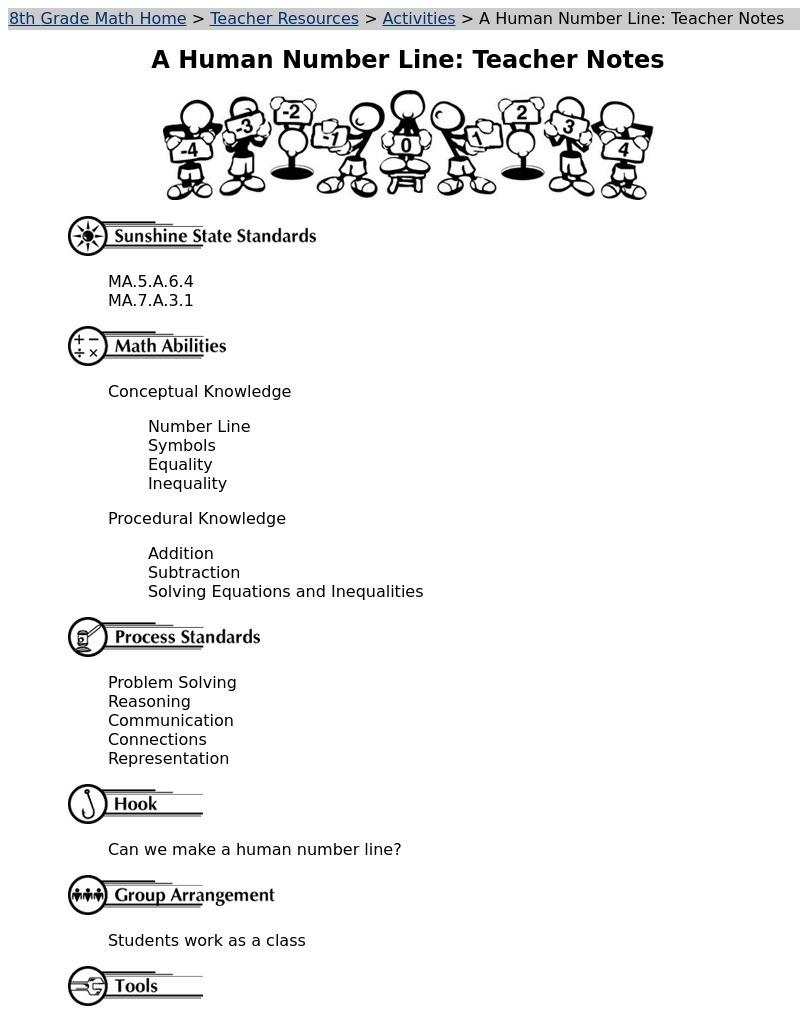 A Human Number Line Lesson Plan
