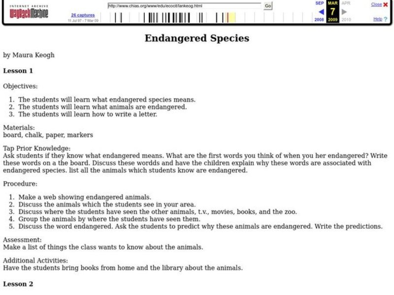 Endangered Species Lesson Plan