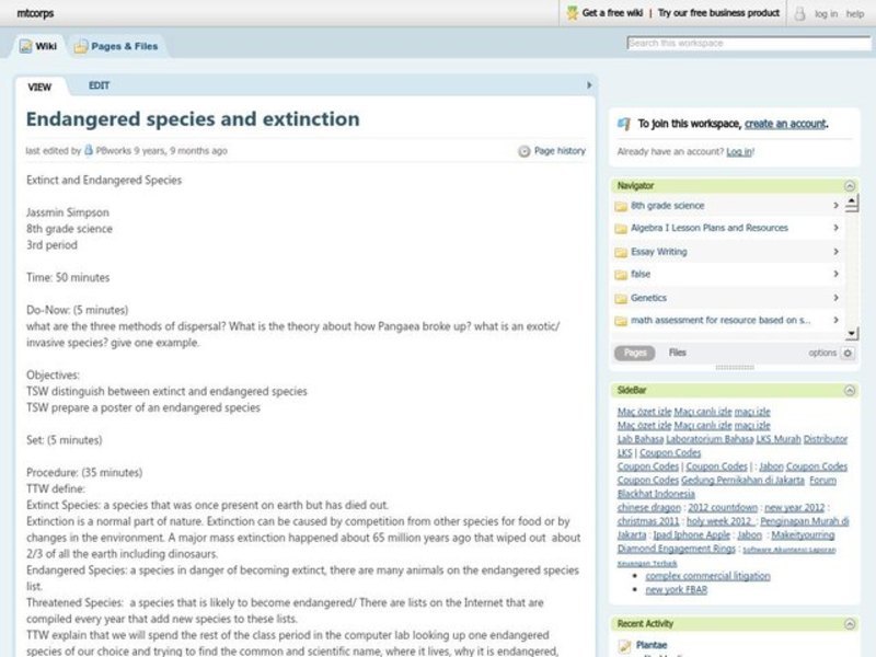 Endangered Species and Extinction Lesson Plan