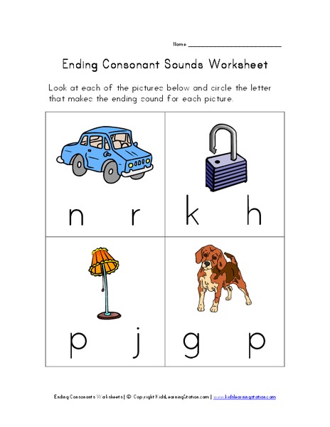 Ending Consonant Sounds Worksheet Worksheet