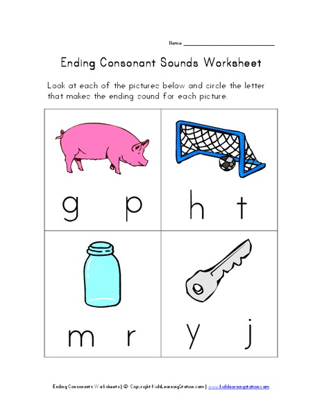 Ending Consonant Sounds Worksheet Worksheet