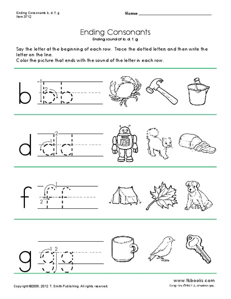 Ending Consonants Worksheet