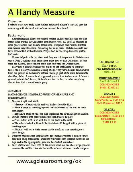A Handy Measure Lesson Plan