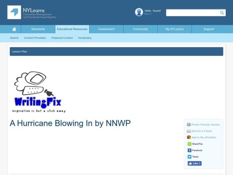 A Hurricane Blowing In Lesson Plan