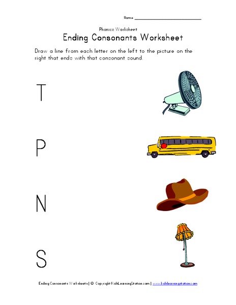 Ending Consonants Worksheet Worksheet