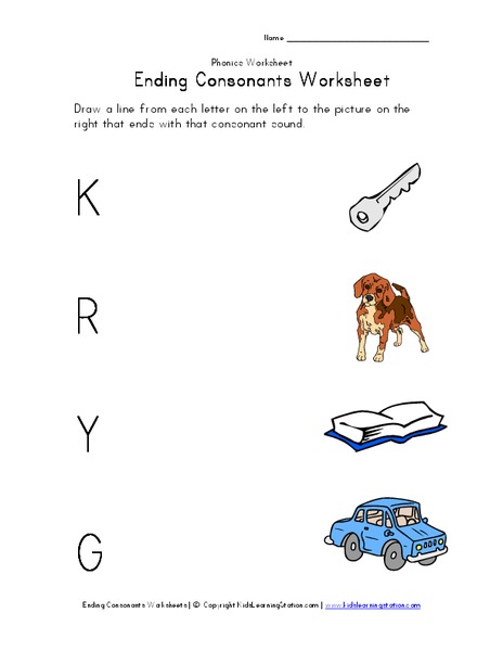 Ending Consonants Worksheet Worksheet