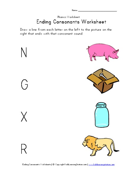Ending Consonants Worksheet Worksheet