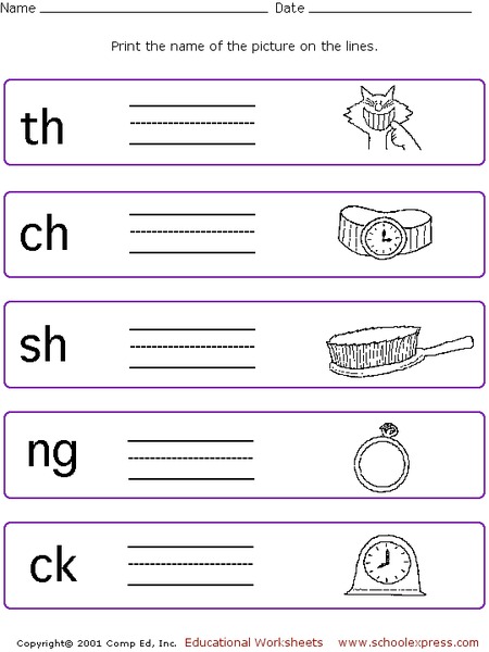 Ending Digraphs Worksheet