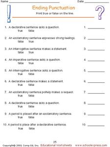Ending Punctuation Worksheet