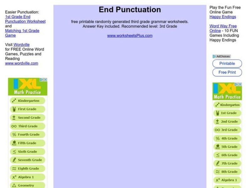 Ending Punctuation Worksheet