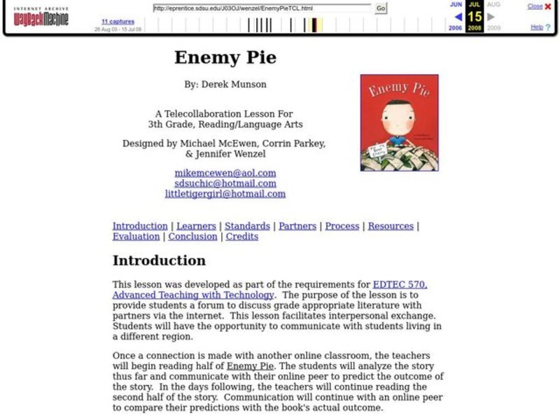 Enemy Pie Lesson Plan
