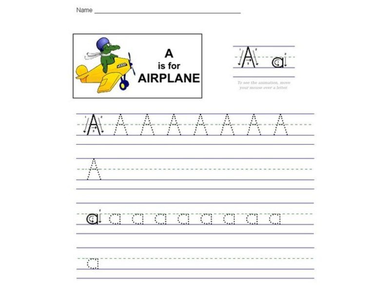 A is for Airplane Worksheet