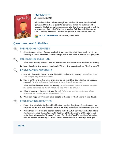Enemy Pie Lesson Plan