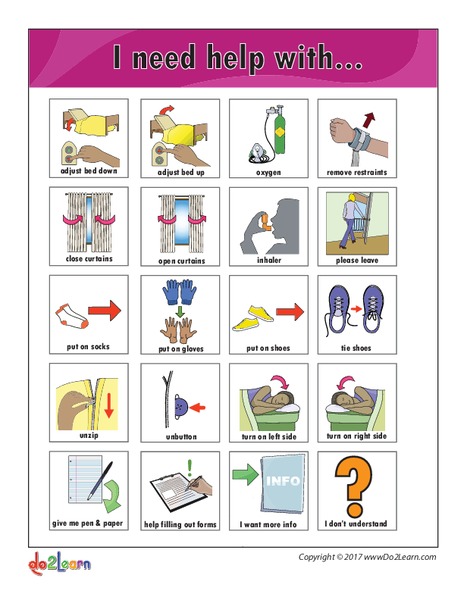 "I Need Help" Communication Board Printables