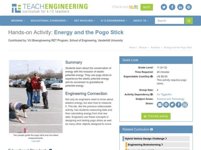 Energy and the Pogo Stick Activity
