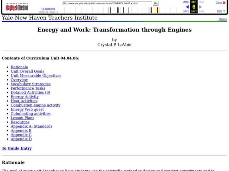 Energy and Work: Transformation Through Engines Lesson Plan