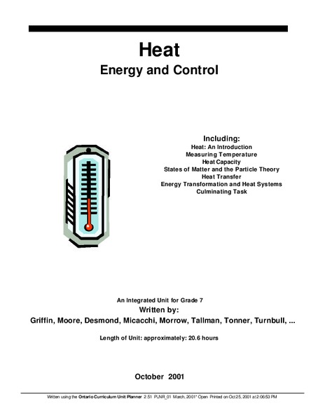 Energy and Control Lesson Plan