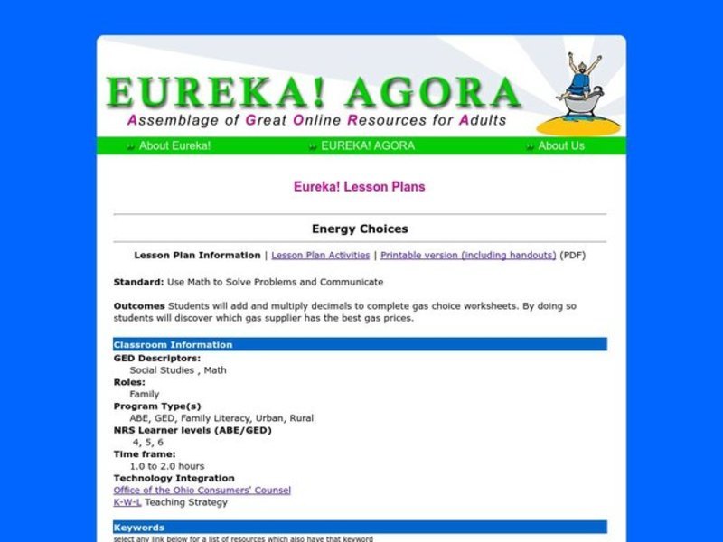 Energy Choices Lesson Plan