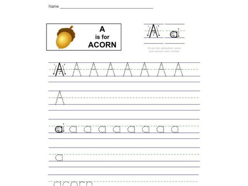 A Is For Acorn Worksheet