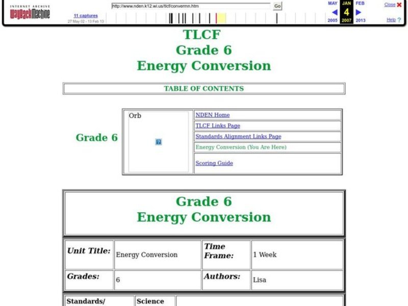 Energy Conversion Lesson Plan