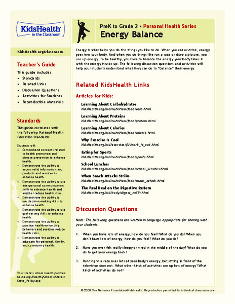 Energy Balance Lesson Plan