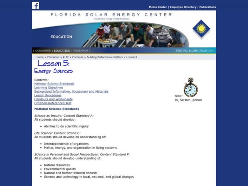 Energy Sources Lesson Plan