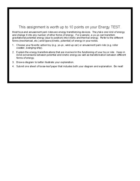 Energy Transformation Worksheet