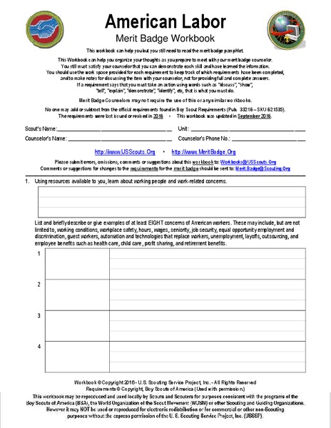 American Labor: merit badge Interactive