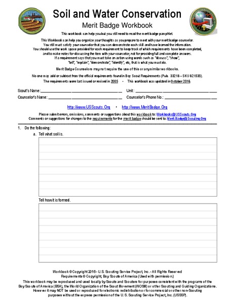 Soil and Water Conservation Merit Badge Workbook Interactive