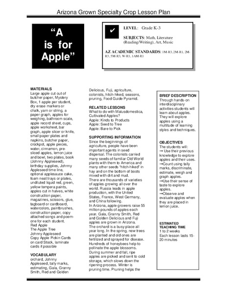 A is for Apple Lesson Plan