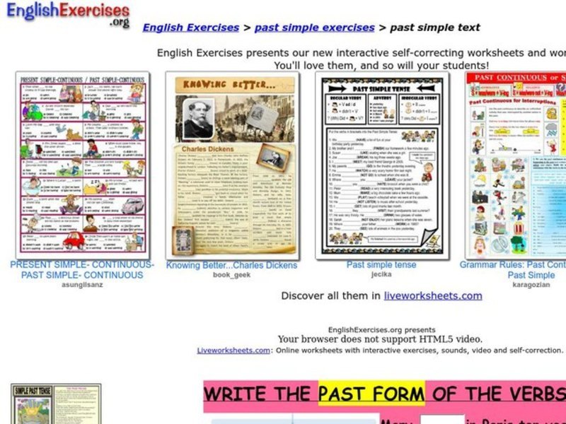 English Exercises: Past Tense Verbs Interactive