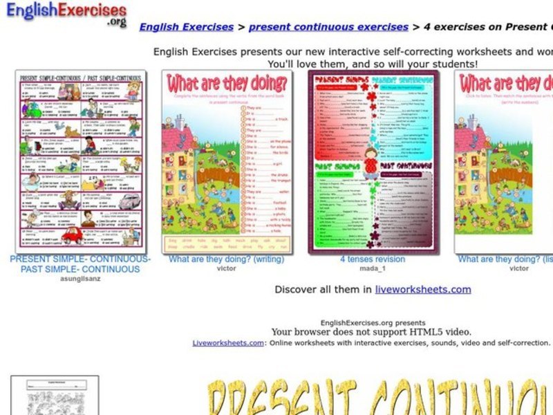 English Exercises: Present Continuous Interactive