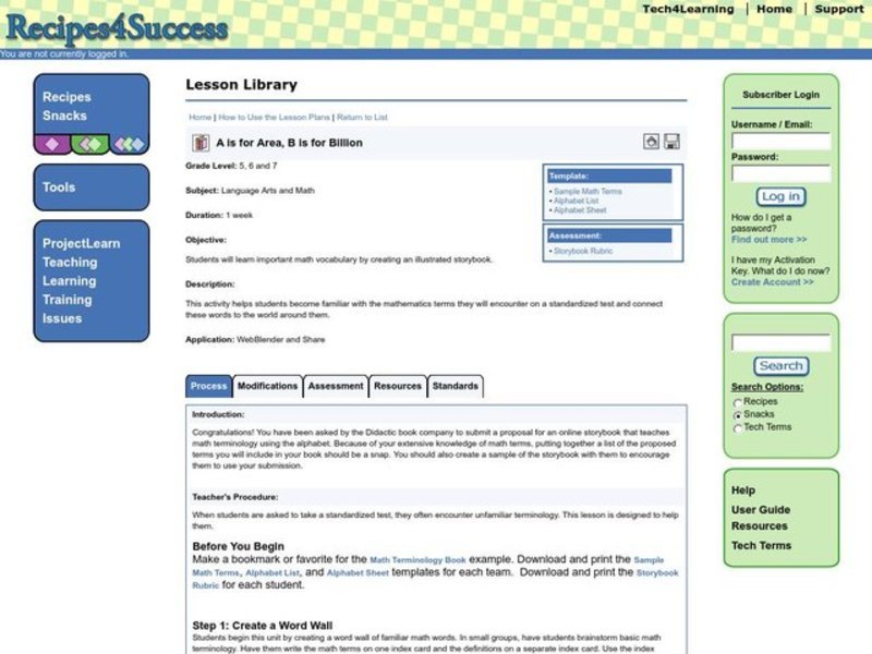 A is for Area, B is for Billion Lesson Plan