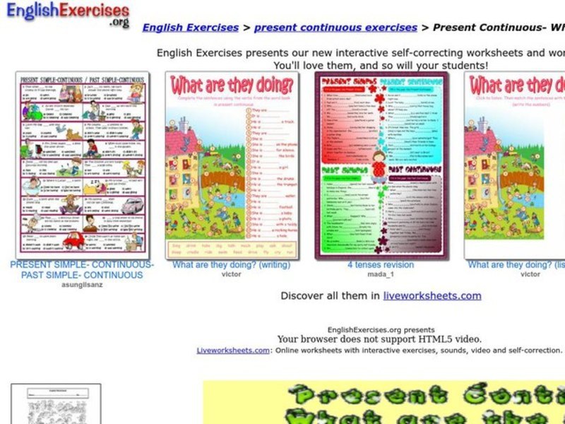English Exercises: Present Continuous Interactive
