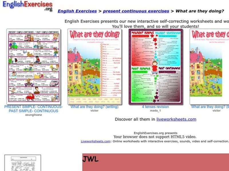 English Exercises: Present Continuous Interactive