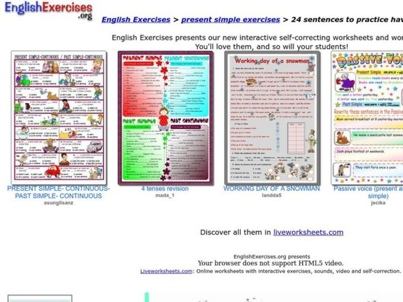 English Exercises: Present Simple Exercises Interactive