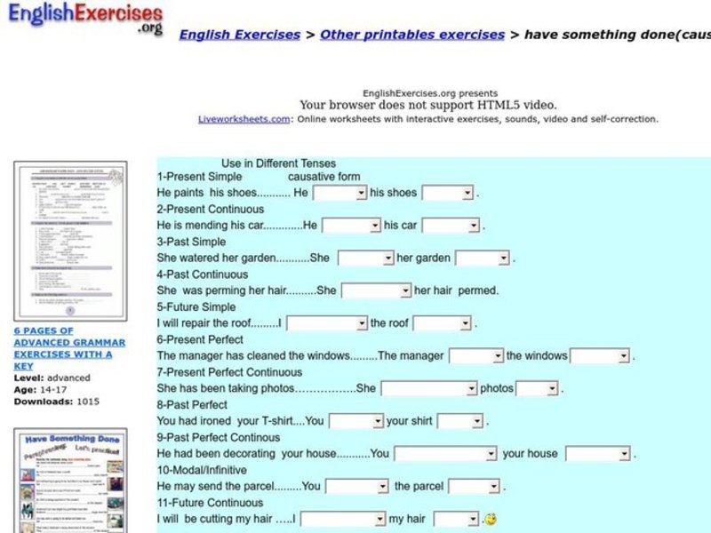 English Exercises: Verb Tenses Interactive