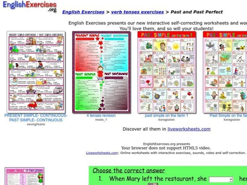 English Exercises: Verb Tenses Interactive