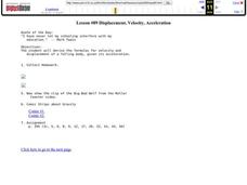 Displacement, Velocity, Acceleration Lesson Plan